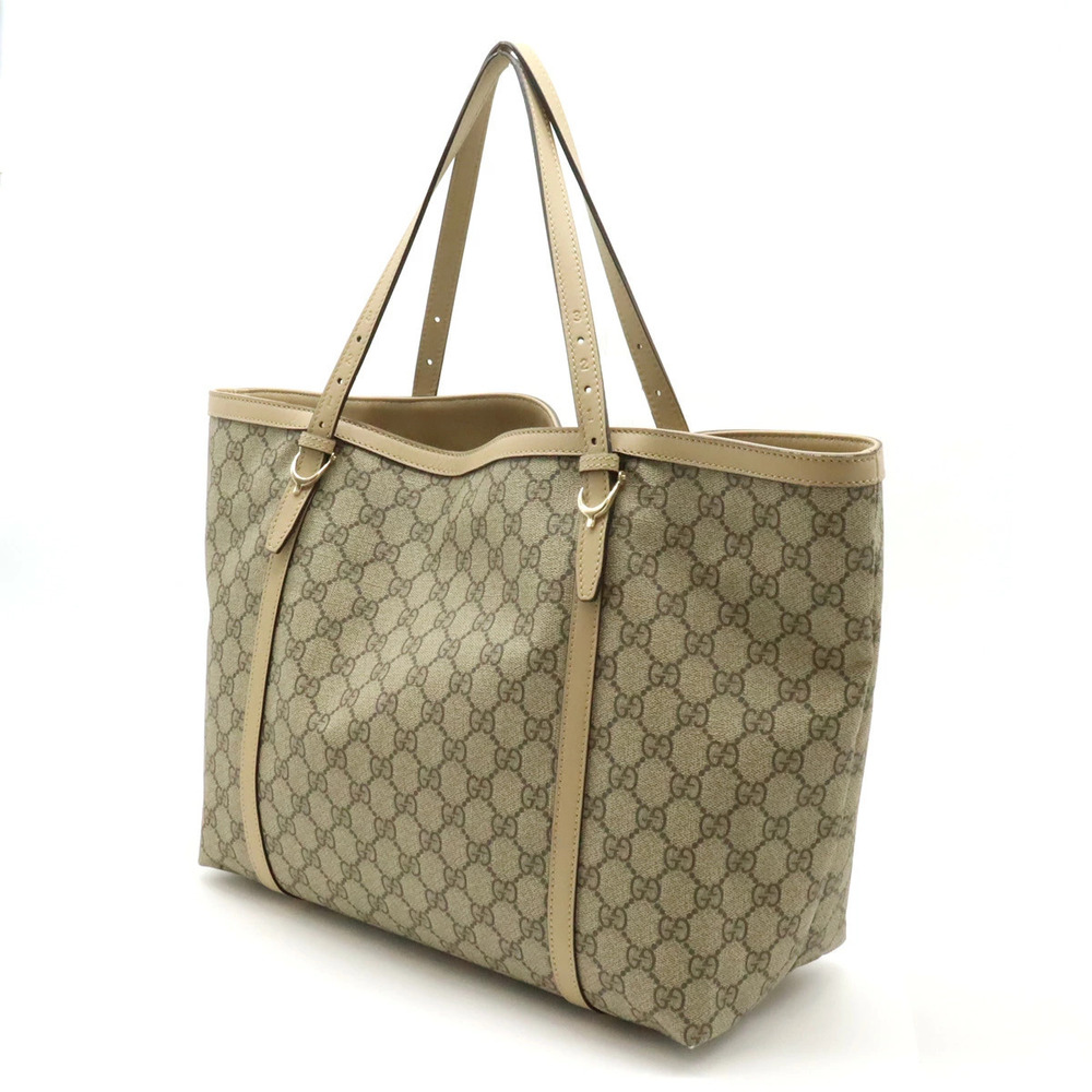 Gucci Beige Sand Leather Bag Supreme Shoulder Cream Nice Tote GG Tan Cream